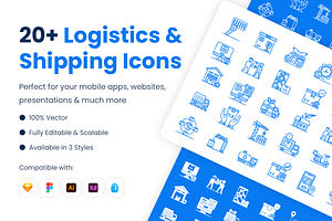 Logistics and Shipping Icons, a Duotone Icon by Brickclay