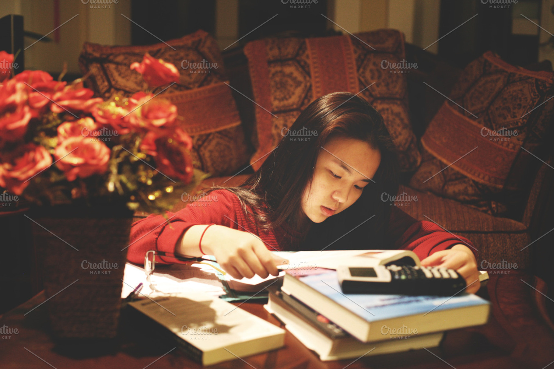 Studying On Coffee Table Stock Photo Containing Books And Education