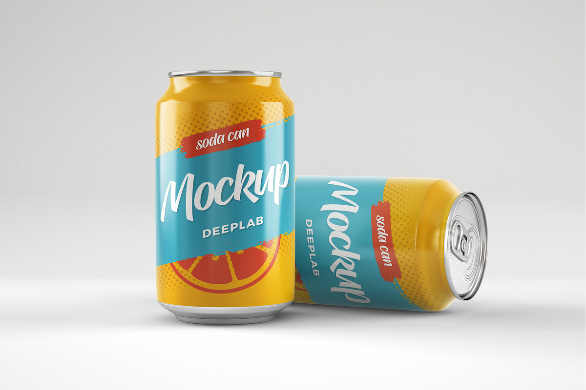Soda Can Mockup Set, a Packaging Mockup by Deeplab (Photo 11 of 17)