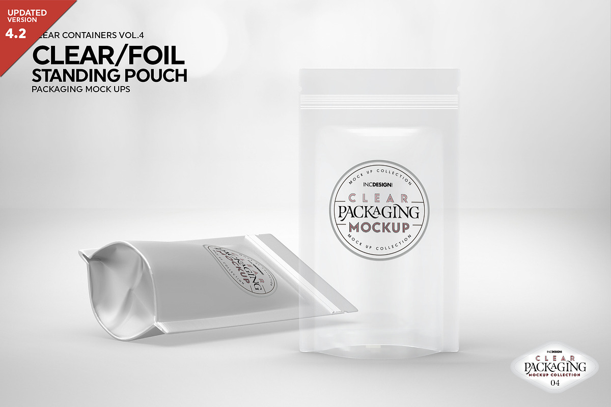 Clear /Foil Stand Up Pouch Mockup, a Cups & Container Mockup by INCDesign (Photo 1 of 8)