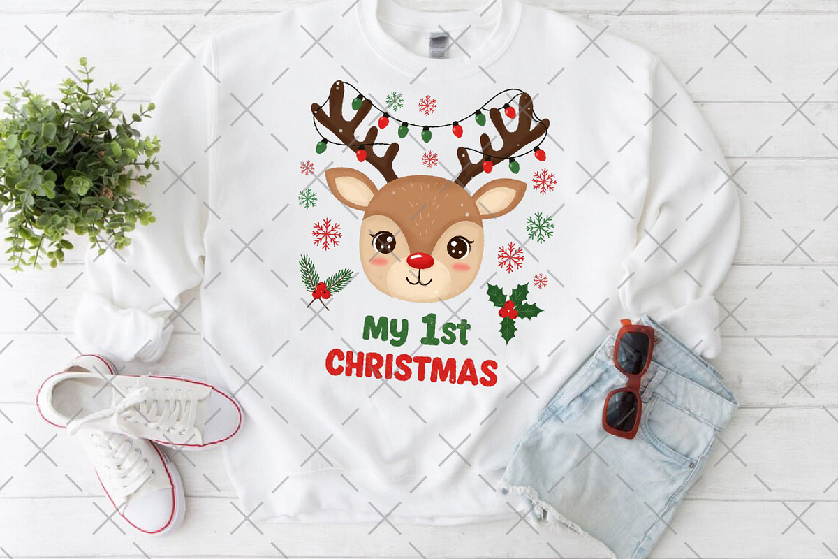 My 1st Christmas Reindeer PNG, an Illustration by Craft Nest (Photo 5 of 6)