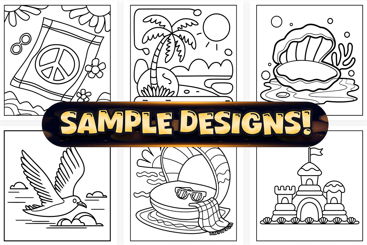 Bold Easy Retro Summer Coloring Page, a Seasonal Illustration by Craftsbeefy (Photo 3 of 4)