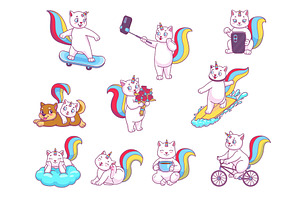 Cartoon Cute Caticorn Cat