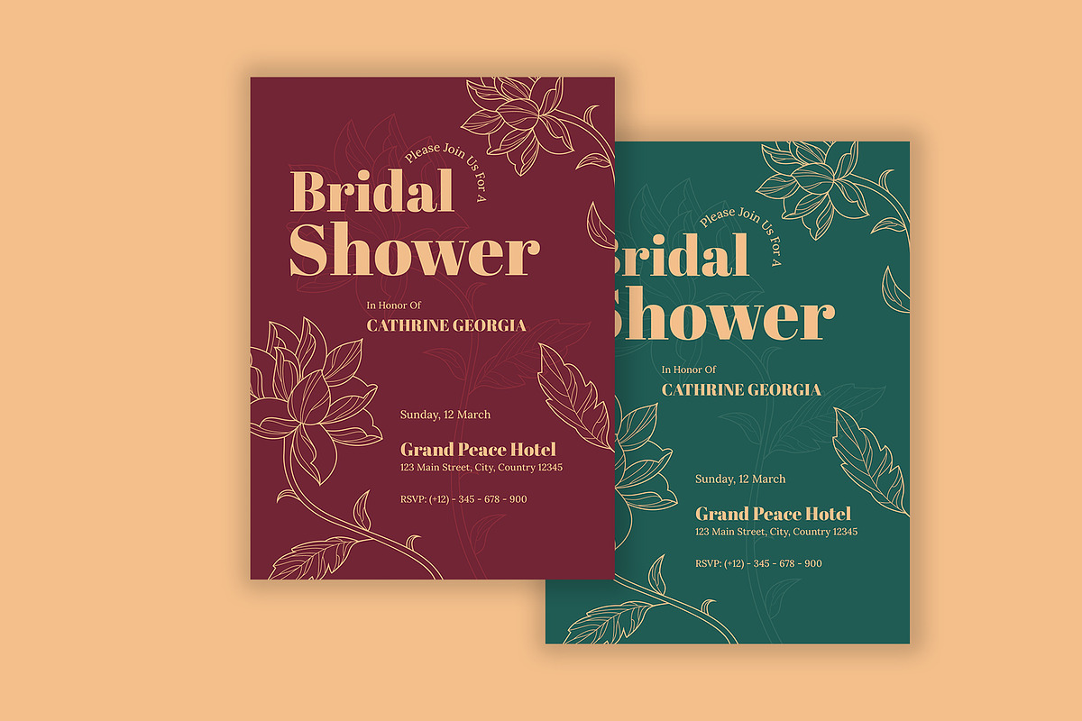 Bridal Shower Invitation Floral Line, a Flyer Template by Neermana (Photo 4 of 4)