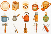 Fall Camping Clipart Woodland Animal, a Seasonal Illustration by SugarCloudStudioArt (Thumbnail 7 of 10)