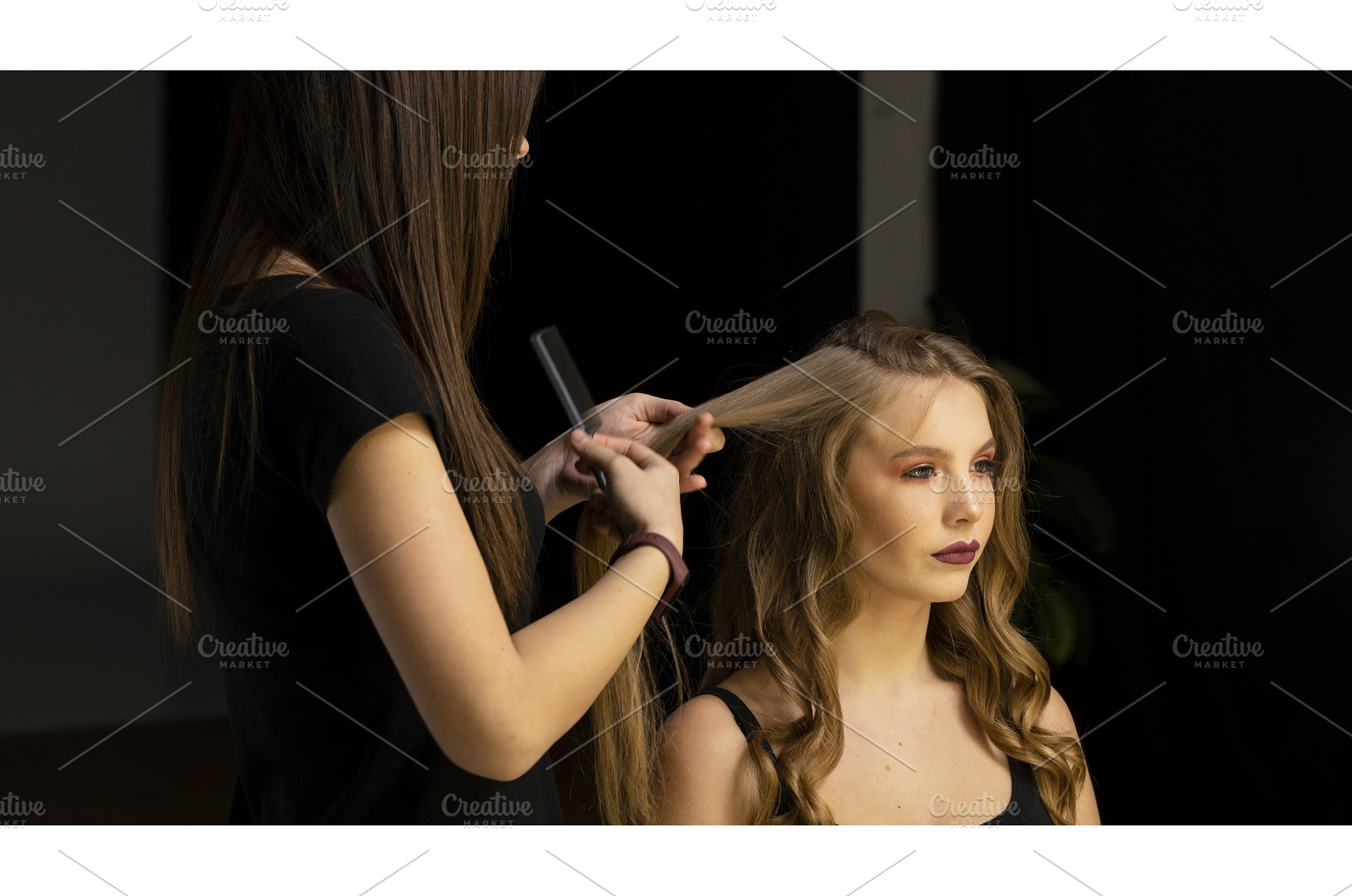 Hairstylist creating elegant, a Beauty & Fashion Photo by volodymyrshtun13795