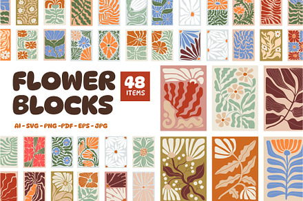 Vintage Flower Blocks Art Print, a Decorative Illustration by Vesvocrea