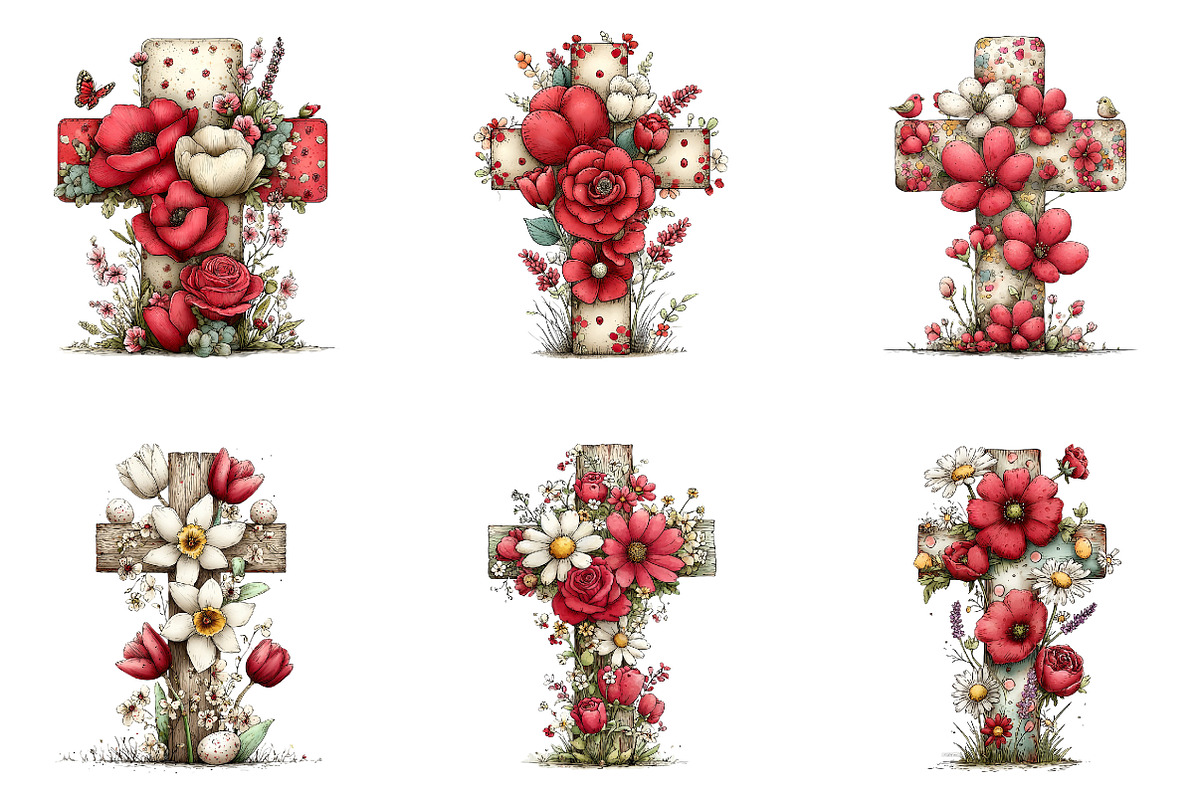 Floral Easter Cross Clipart, an Illustration by CreationArt (Photo 4 of 6)