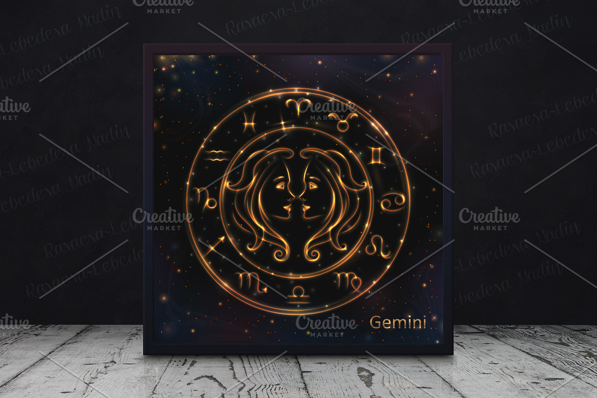 SET / GOLDEN ZODIAC SIGNS / VECTOR, an Animal Illustration by Nadin_Lebedeva (Photo 8 of 17)