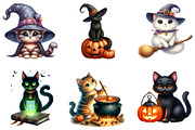 Witch Cats Clipart, an Illustration by DreamArtGraphic (Thumbnail 4 of 4)