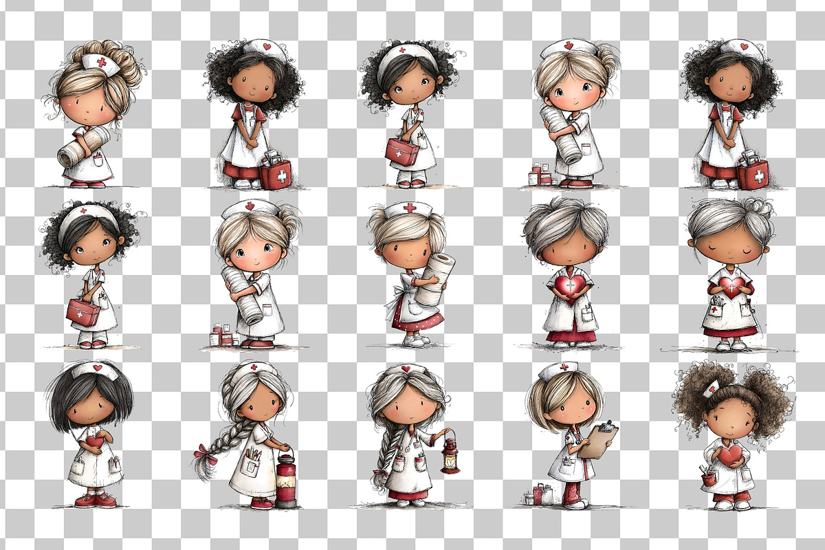 Nurse Clipart PNG Medical Girls Set, a Person Illustration by Nicolle's Colorful Art (Photo 4 of 4)