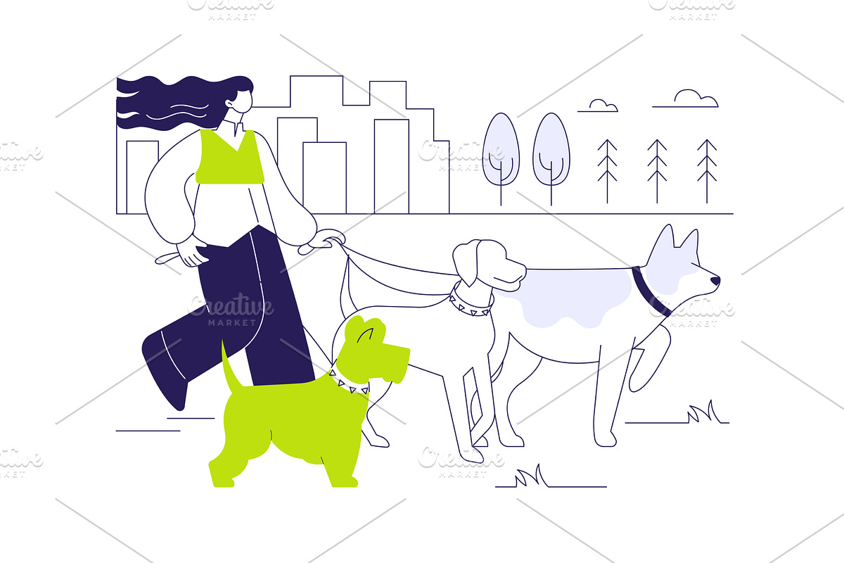 Pet walking isolated cartoon vector, a Finance Illustration by Visual Generation