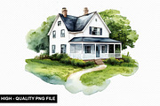 Watercolor House Clipart Bundle, an Illustration by crative8112 (Thumbnail 2 of 9)
