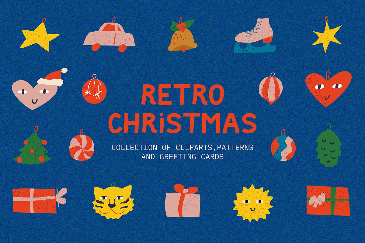 Retro Christmas and New Year, a Texture Illustration by Felizabeth Design (Photo 1 of 13)