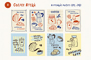 COFFEE BREAK whimsical line art set, a Food Illustration by Madiwaso (Thumbnail 8 of 9)