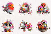 Whimsical Watercolor Birds Clipart, a Seasonal Illustration by CreationArt (Thumbnail 6 of 6)