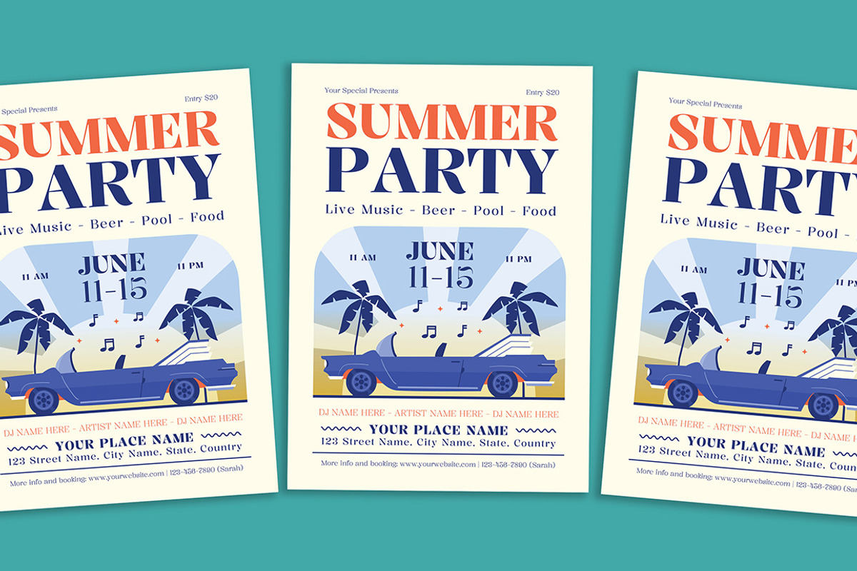 Summer Party Flyer, a Flyer Template by Gumico Studio. (Photo 1 of 3)