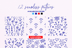 Scribbled Flowers Clipart Collection