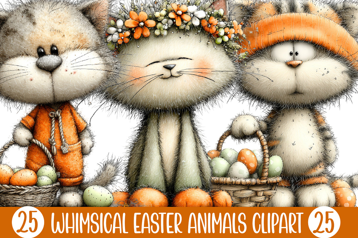 Whimsical Easter Animals Clipart, an Illustration by Designking (Photo 1 of 5)