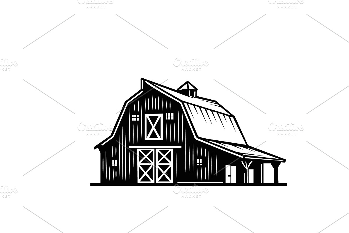 vintage barn house silhouette vector, an Object Graphic by e-artdesign (Photo 4 of 6)