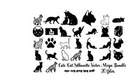 Cute Cat Silhouette Vector Mega, an Animal Illustration by Designer_Momina (Thumbnail 1 of 31)