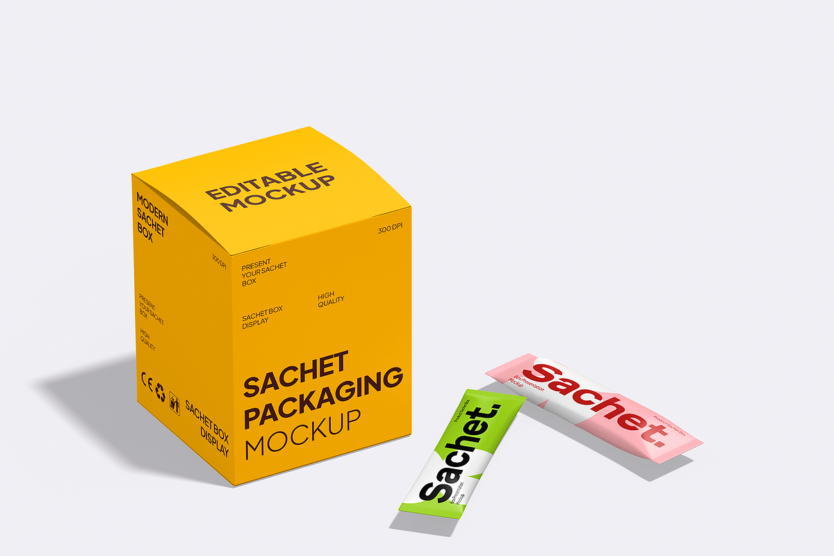Sachet Box Mockup, a Packaging Mockup by Bartama Graphic (Photo 3 of 4)