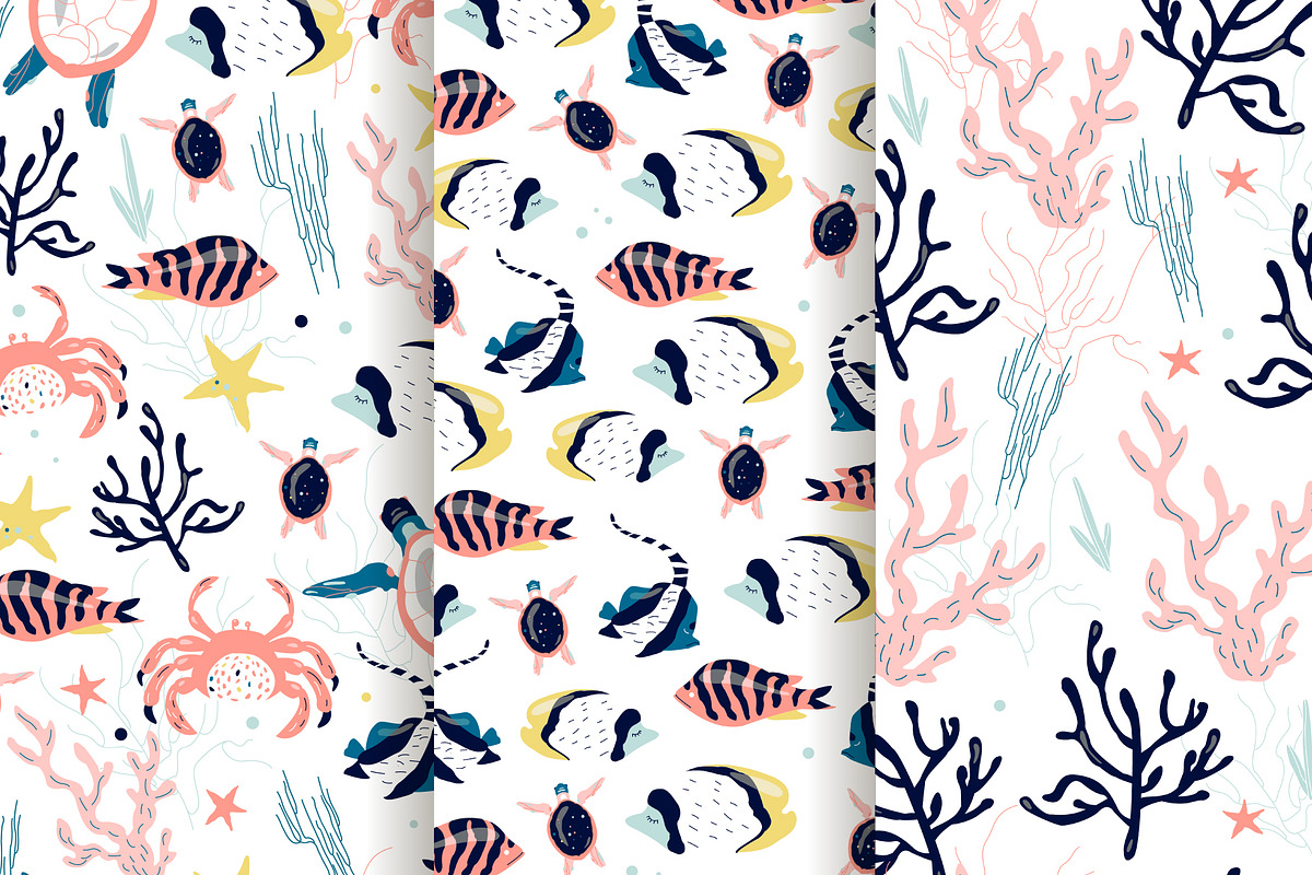 8 cute sea bottom patterns, a Pattern Graphic by narinadraban (Photo 3 of 4)