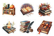 Watercolor Autumn Library Clipart, an Illustration by CreationArt (Thumbnail 2 of 7)