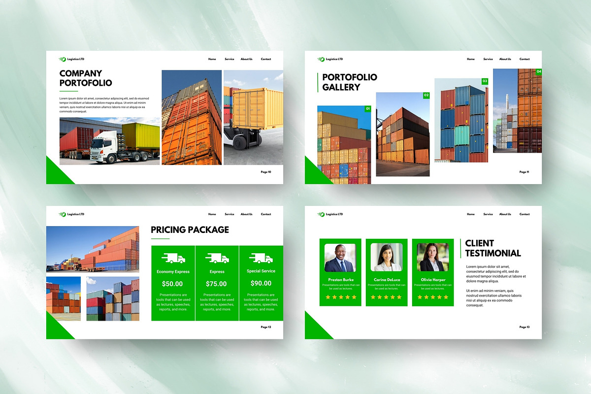 Logistics Pitch PowerPoint Template, a Presentation Template by FIBRINOSÄ (Photo 4 of 4)