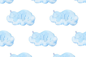 Sleeping Animals Watercolor Pattern