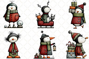 Whimsical Christmas Penguin Clipart, an Animal Illustration by Black Bird Studio (Thumbnail 3 of 6)
