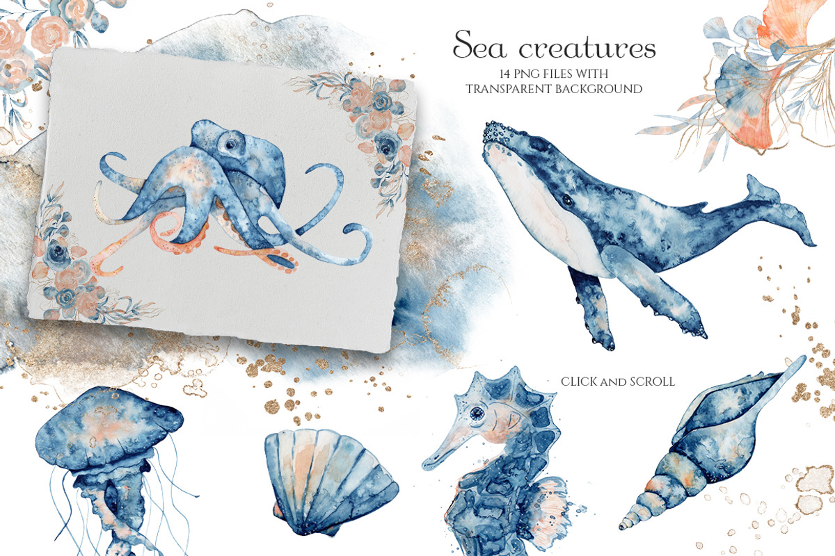Underwater Watercolor Collection, an Animal Illustration by Evgeniia (Photo 2 of 16)