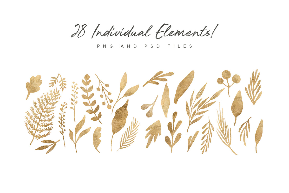 Gold Leaf Design Set, an Object Graphic by Lilac Paperie (Photo 2 of 6)