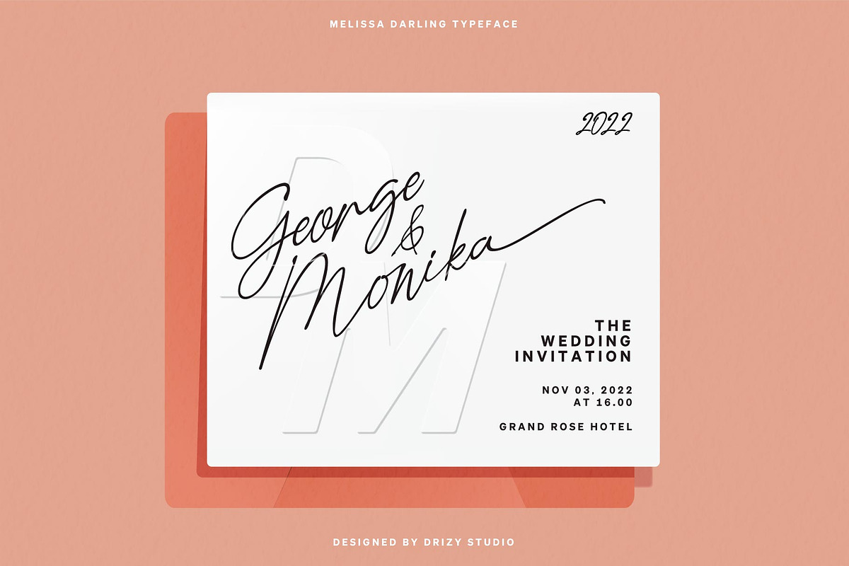 Mellissa Darling, a Script Font by Drizy (Photo 2 of 11)