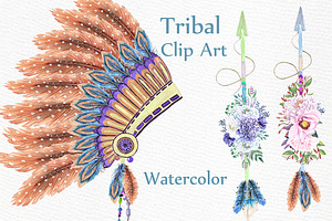 Watercolor Tribal Clipart