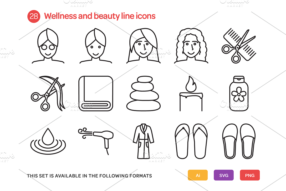 Wellness and Beauty Line Icons Set preview 2