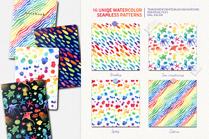 Watercolor Rainbow Seamless Patterns