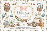 Vintage Easter Hand Drawn Watercolor, an Illustration by Nadya Saen Art (Thumbnail 1 of 11)