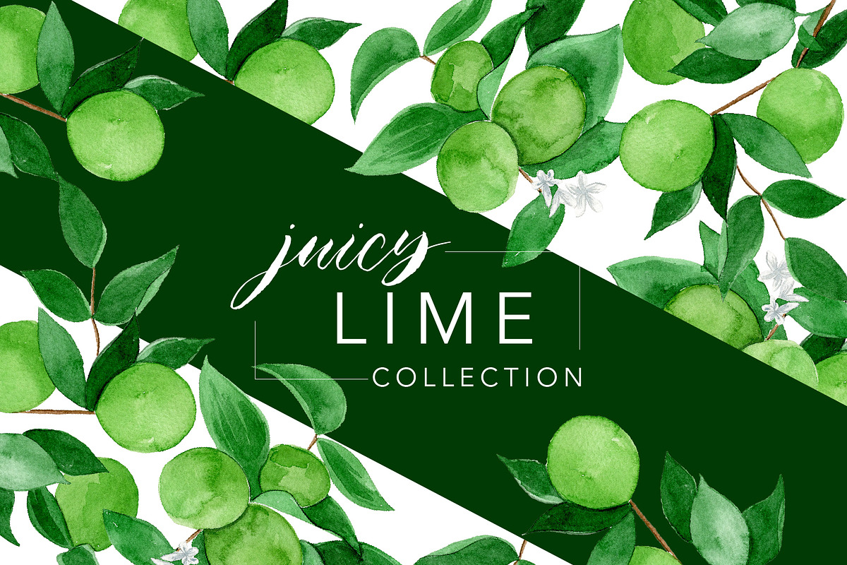 Juicy Watercolor Lime Set, an Illustration by One and Only Paper (Photo 1 of 6)