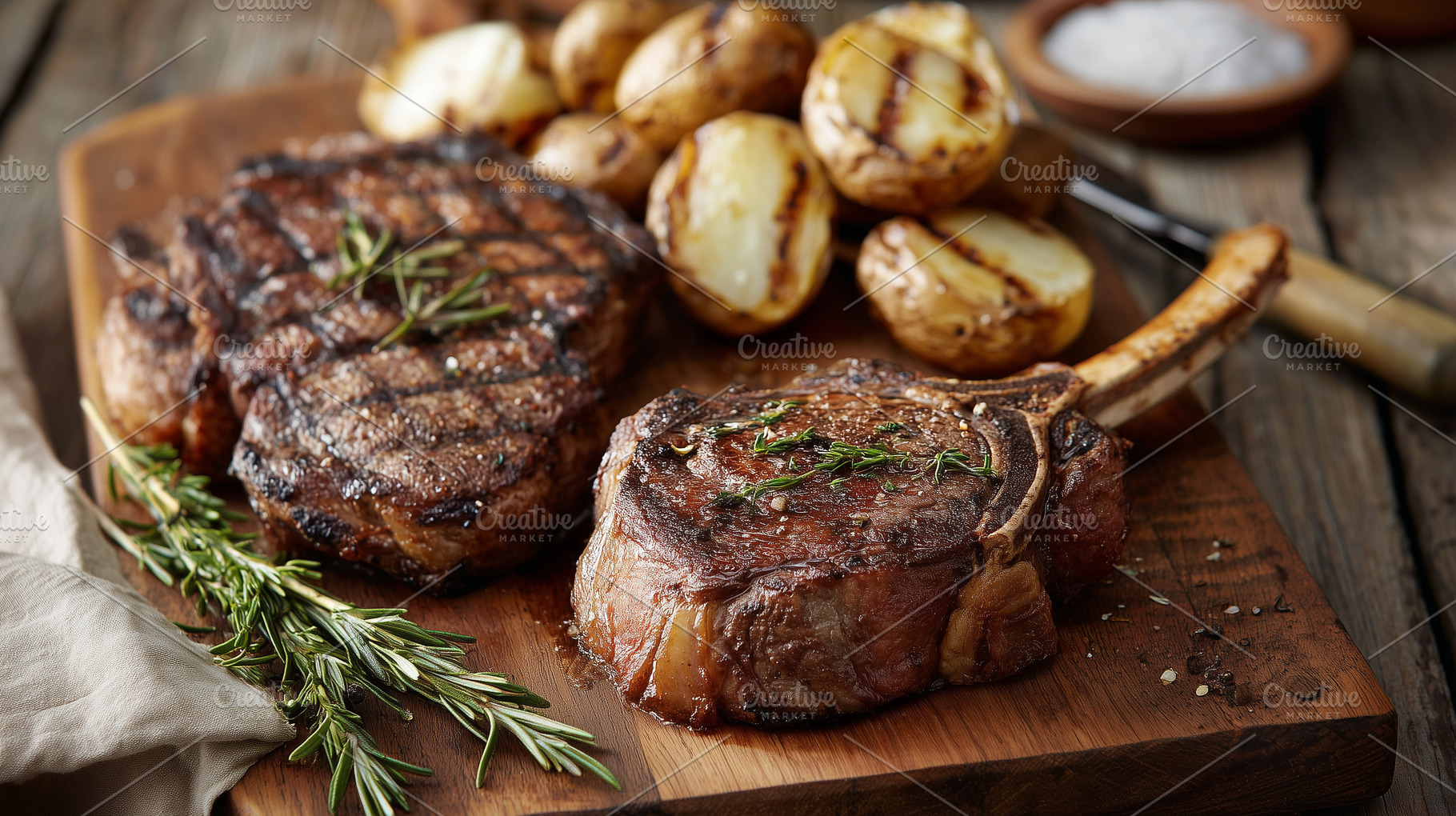 Grilled ribeye steaks with fresh, a Food & Drink Photo by MistyDay