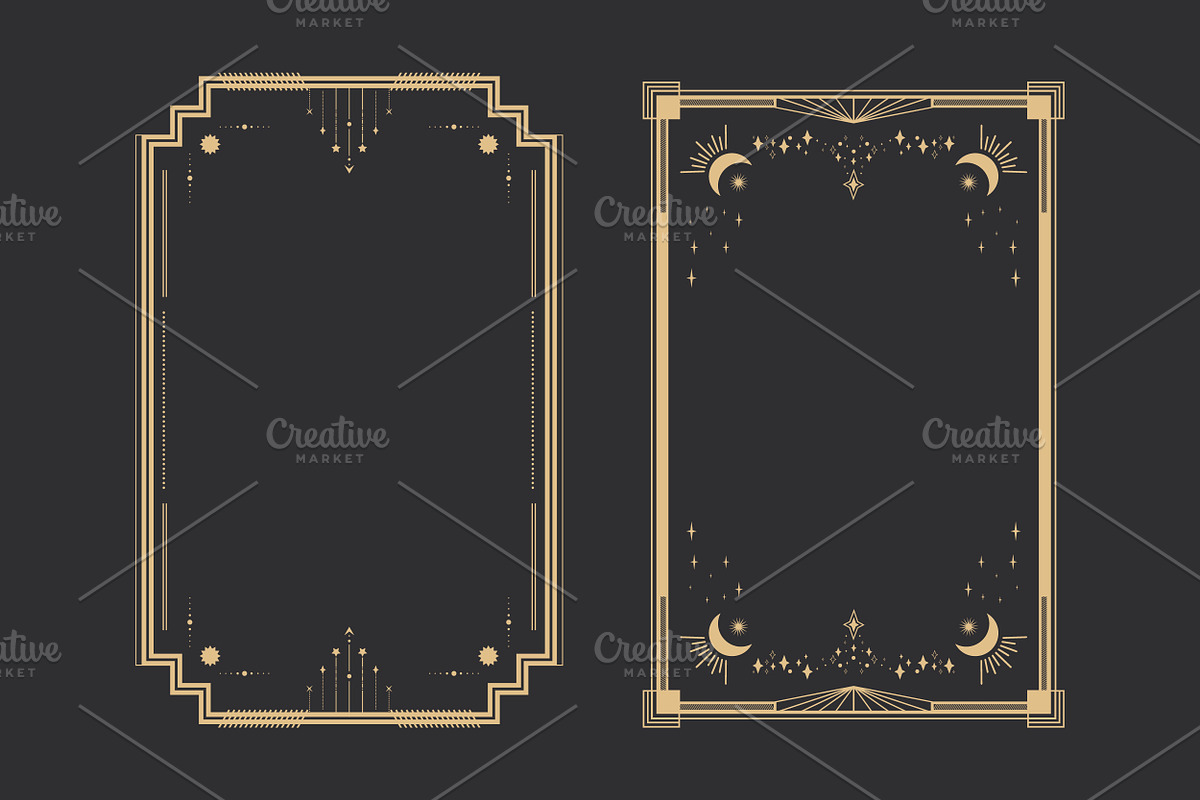 Celestial Tarot Frames Set, a Decorative Illustration by PsychocheArt (Photo 3 of 4)