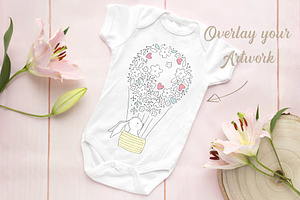 Baby Onsie Mockup - Pink Wood