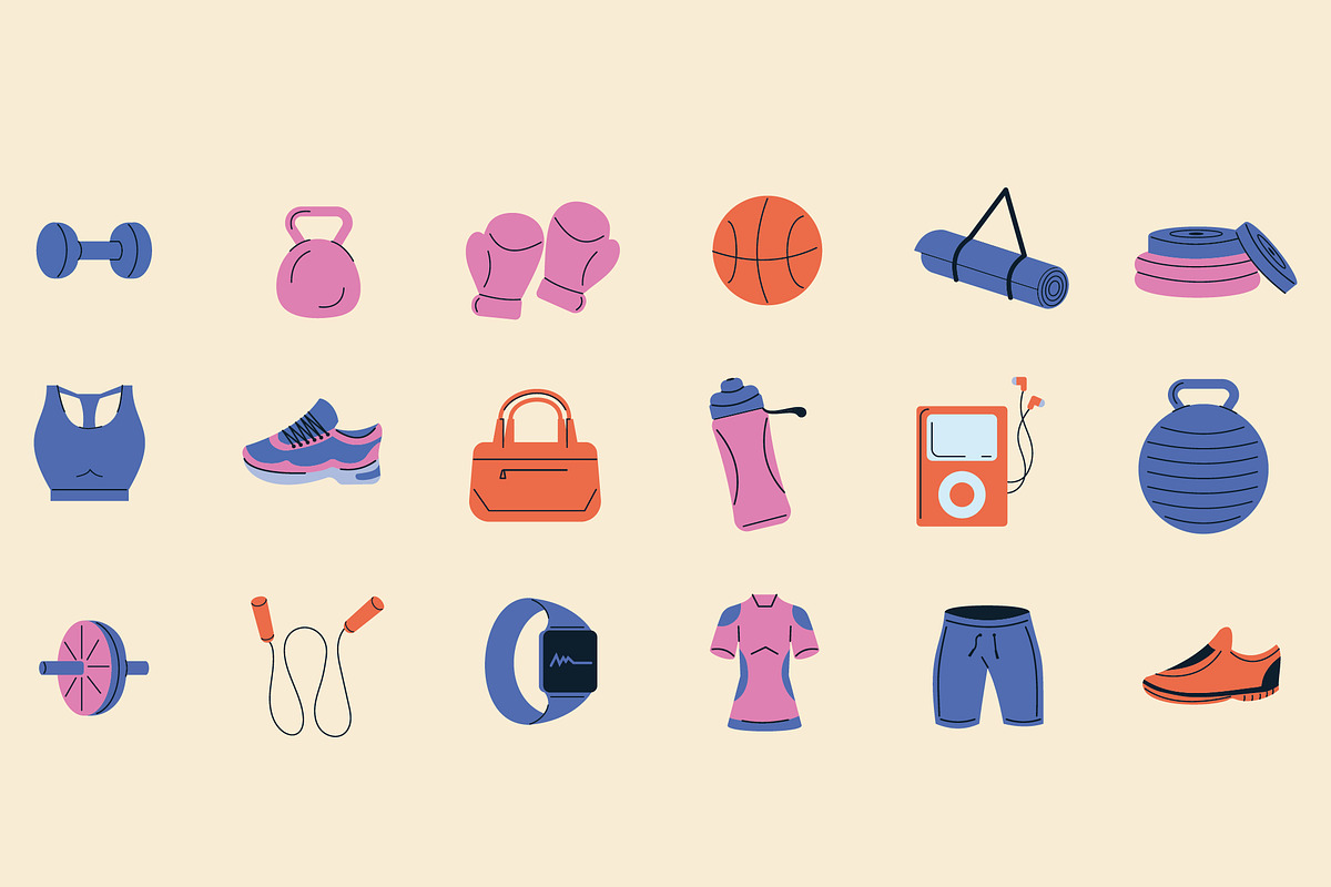 Sport Equipment Icons Set
