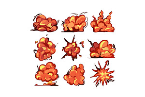 Cartoon explosions creating various, an Illustration by pikepicture