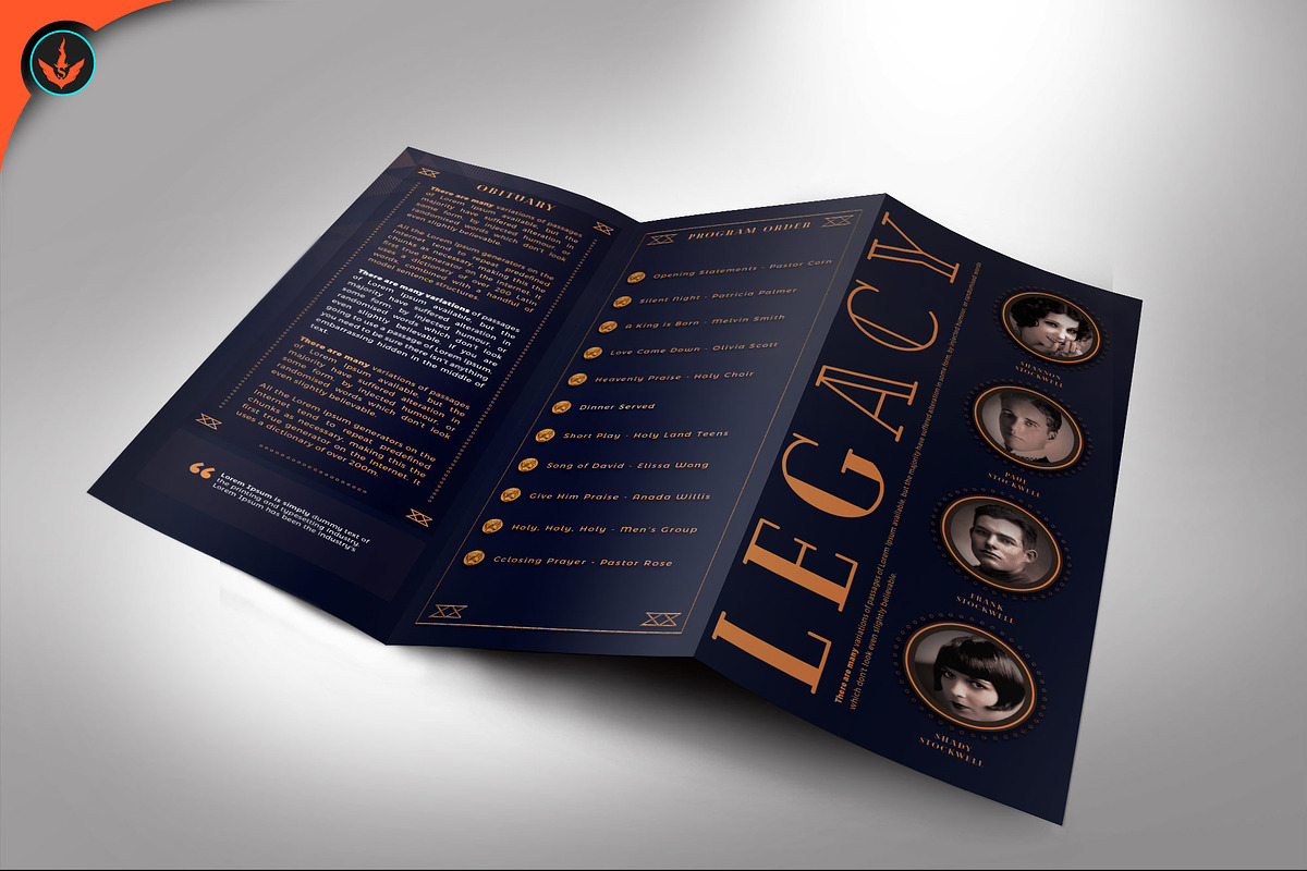 Funeral Program 23Art Deco Tri-Fold, a Brochure Template by SeraphimChris (Photo 2 of 4)