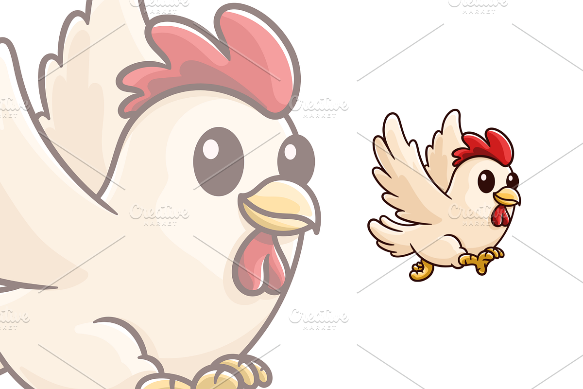 Cute Chicken Flapping Wings Cartoon, an Animal Illustration by garistipis (Photo 2 of 2)