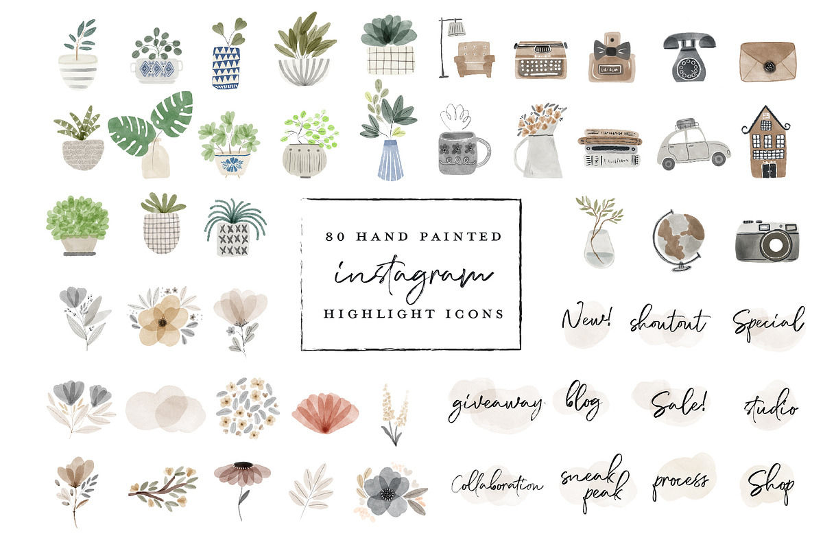 80 instagram highlight icon bundle, a Work Illustration by beatriceviyiwi (Photo 1 of 9)