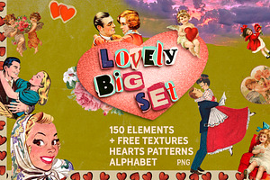 Valentines Day RETRO Design SET