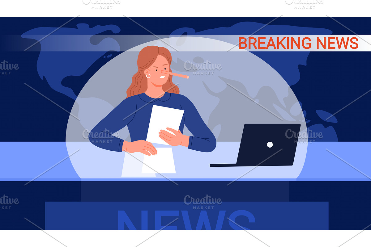 Fake hot breaking news on TV channel, a Person Illustration by Flashvector