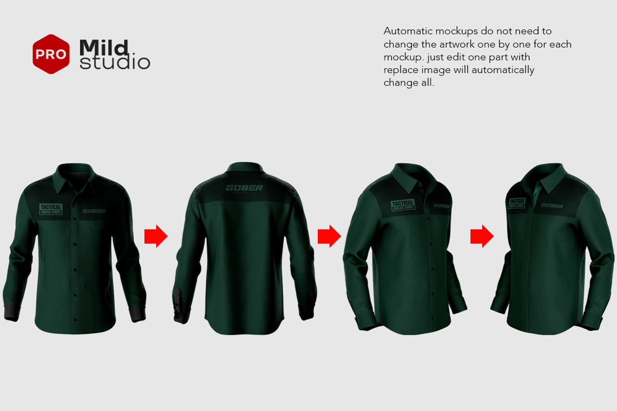 Tactical Dress Shirt V.04 Mockup, a Shirt Mockup by Mildstudio (Photo 4 of 6)